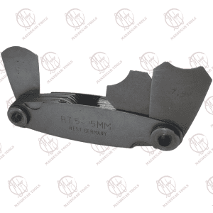 Radius gauge template size 7.5 to 15 mm