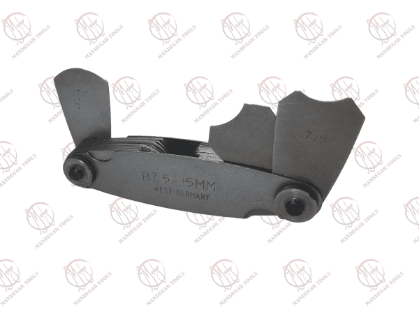 Radius gauge template size 7.5 to 15 mm