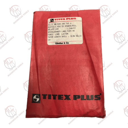 Titex Plus drill bit 6.2mm HSS DIN 340 Typ H with open flute design.