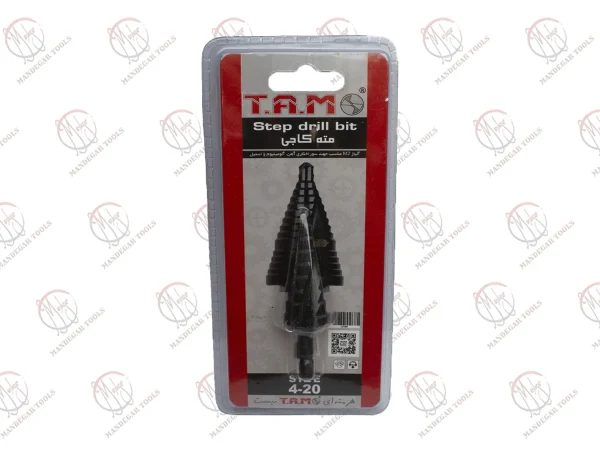 مته کاجی مارپیچ تام مشکی سایز ۴ تا ۲۰ میلی‌متر