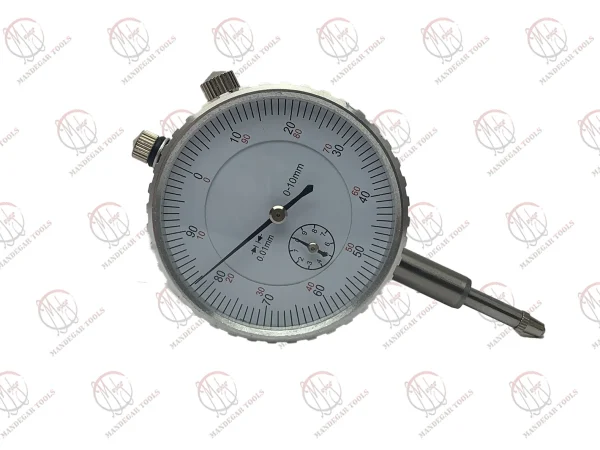 ساعت اندیکاتور چینی دقیق با کورس 10 میلی‌متر و دقت 0.01 میلی‌متر، همراه با بسته‌بندی نارنجی