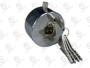قفل گرد سه قاف 3Q سایز ۸۰ میلیمتر با بدنه فولادی مقاوم و طراحی ضد برش